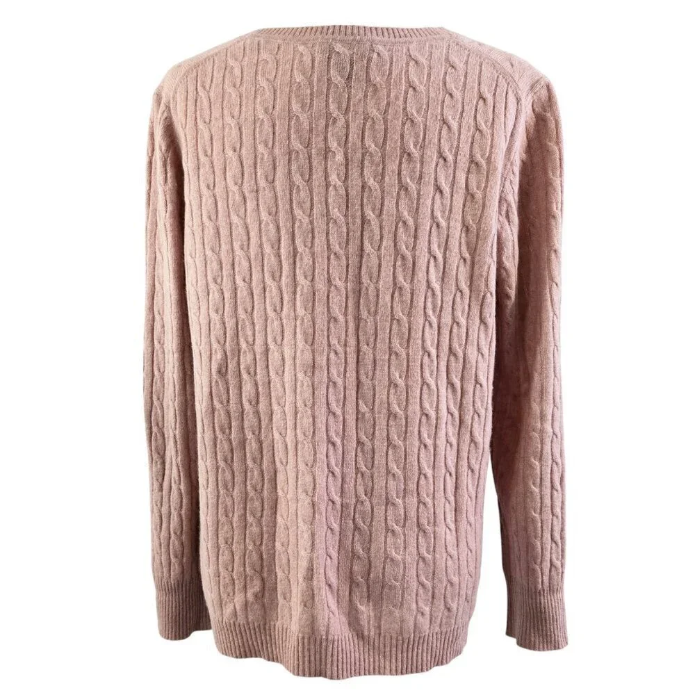 Charter Club Luxury 100% Cashmere Blush Pink Cable Knit Sweater Cozy Preppy
